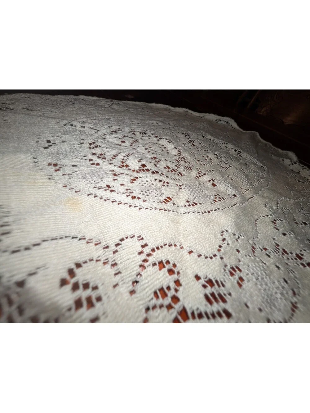Vintage Oval Crochet Lace Doily Table Mat 18x13 Inch